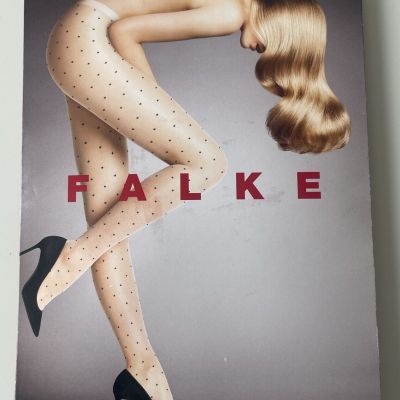 $35 New Women's FALKE Fashion Polka Dot Tights Size S Powder