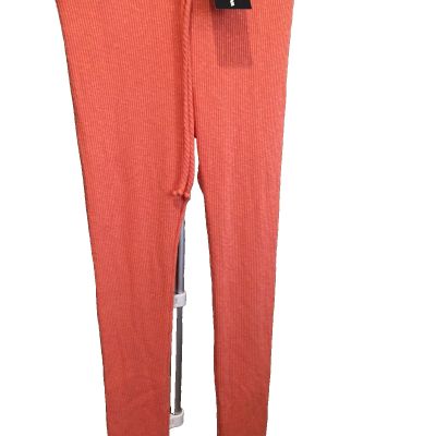 Fashion Nova Wanderlust Leggings, Large, Coral, Ribbed Stretch elastic waist NWT