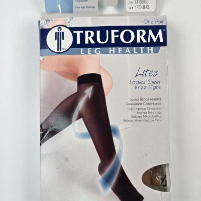 Truform Women's Stockings Knee High Sheer: 15-20 mmHg XL LIGHT BEIGE (1773LB-XL)