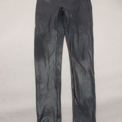 SPANX Size M Womens Black High Rise Stretch Pull On Shiny Metallic Leggings 464