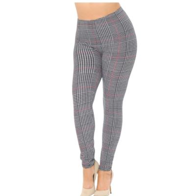 NEW MIX Women's Plus Size High Waist Houndstooth Leggings - Stretchy Pants