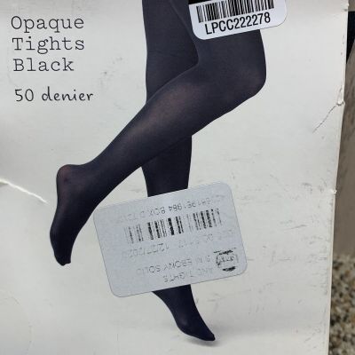 A New Day 2 Pairs Opaque Black Tights. 50 Denier. S/M.