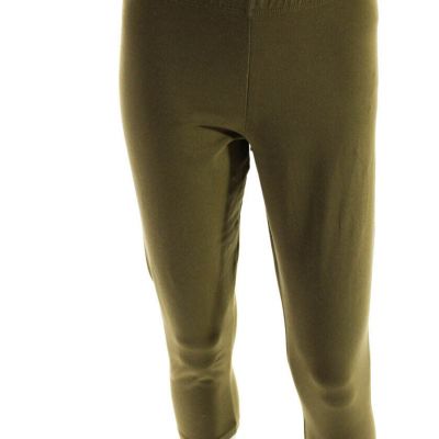 Danskin Womens Elastic Waistband High Rise Cropped Leggings Brown Size Large