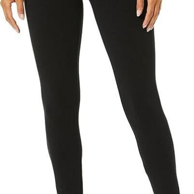 Hue L26808 Women's Black Ultra Skimmer Wide-Waistband Leggings Size L