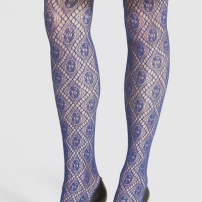 OROBLU Women's Blue 'Mila' Diamond Fishnet Collant/ Tights Size L/XL   2936