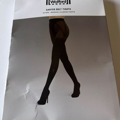 WOLFORD GARTER BELT TIGHTS BLACK SIZE XS NWT