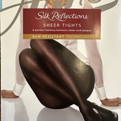 Hanes Tights silk reflections sheer tights/JET~sz EF/0B171 Control Top