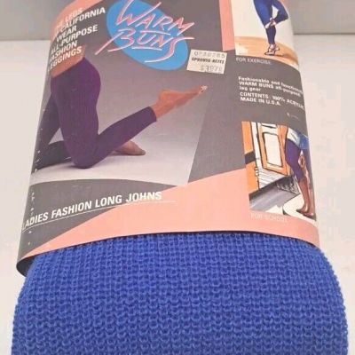 Vintage Knit Fashion Leggings Blue Warm Buns All Purpose One Size Acrylic NWT