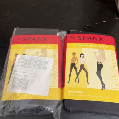 2 Spanx Tight-End Tights Size A Black/Charcoal New