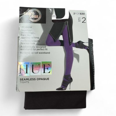 HUE Seamless Opaque Tights Womens Size 2 Espresso Brown 40 Denier New