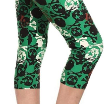 Women's High Waisted Buttery Soft Skull & Halloween Print Leggings (Available in