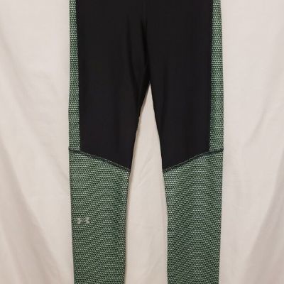 Under Armour Heat Gear Compression Leggings XS Green Black Ankle Length Mid Rise