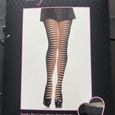 Leg Avenue  Illusion stripe Tights Cirque 7936 Spandex Black Nude