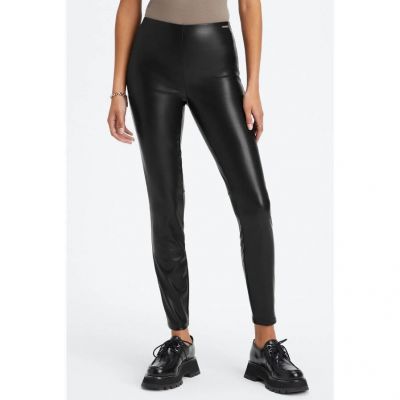 Fabletics Faux Vegan Leather NEW  High Waist Pull On Legging Black Size 3X Goth