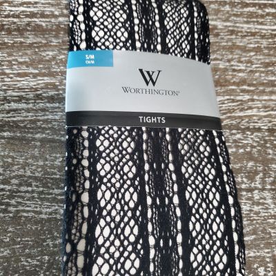 NWT Worthington S/M Black Open Weave Tights