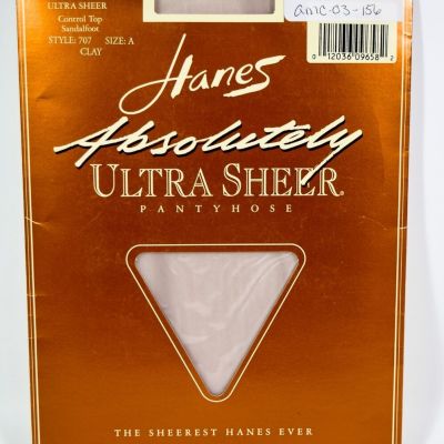 Vintage 1995 Hanes Absolutely Ultra Sheer Control Top Sandlefoot 707 Size A CLAY