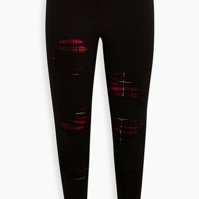 Torrid Premium Legging Slashed Red Plaid NWT New 1X