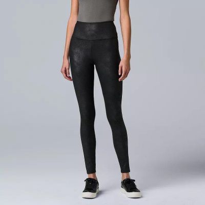 Plus Sz 2X Simply Vera Vera Wang High Rise Faux Leather Shaping Leggings NEW $46