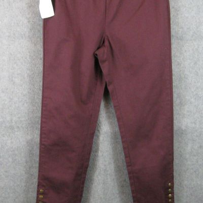 Soft Surroundings Twill Leggings PS Petite Small Metro Ankle Snaps Wine