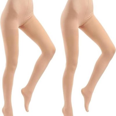 HA WA Women's Super Opaque Tights Warm Fleece Lined in Nude Size XL - Pack of 2