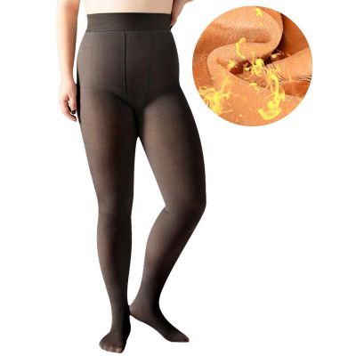 US Women Thermal Lined Translucent Pantyhose Winter Warm Fleece Tights Stockings