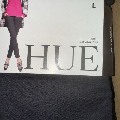 Hue High Waist Black Out Ponte Leggings Black 79001 Size L NEW