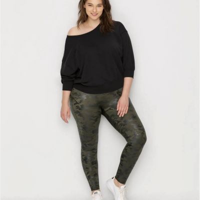 NWT SPANX Faux Leather Camo Leggings in Matte Green Camo Size 2X