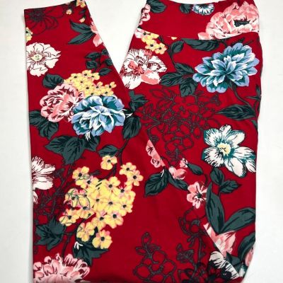 NEW LuLaRoe TC Leggings RED PINK TEAL Hunter Green FLORAL COLORFUL GARDEN Nature