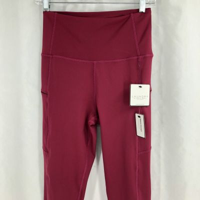 LAUNDRY SHELLI SEGAL Berry Red Leggings Wide Waist Zip Hip Media Pockets Medium