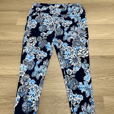 Lilly Pulitzer Luxletic Leggings Size 16 Womens Blue and White Floral NEW