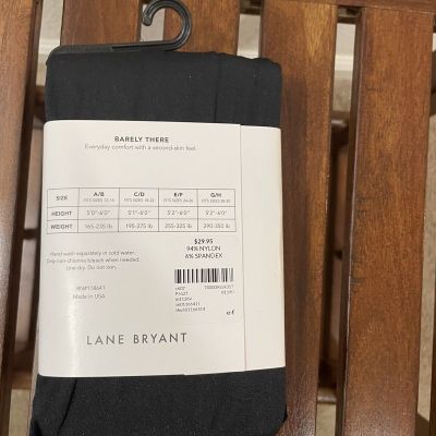 Lane Bryant Women's Plus Size E/F  Black Cooling Footless Tights New