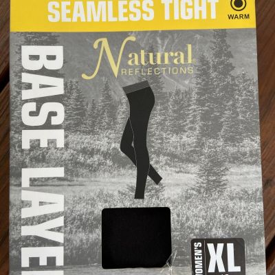 Natural Reflections Black Plush Fleece Seamless Tights Base Layers XL NWT