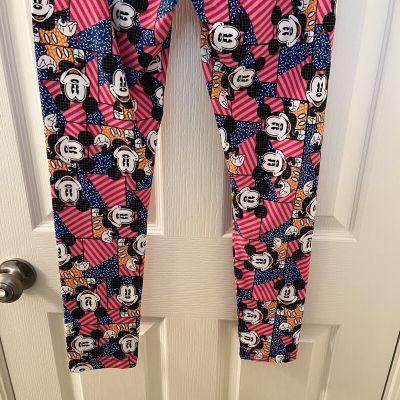 Lularoe Disney Mickey Mouse Leggings Women's One Size Pink Striped