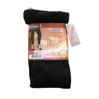 Brand New Women Citiwear Pull On Ankle Length Stretch Black Leggings Size 3XL