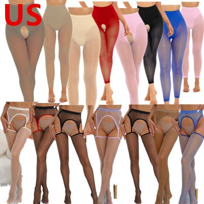 US Women Stocking Ultra Shimmery Thigh High Glossy Silky Hold Up Tights Lingerie