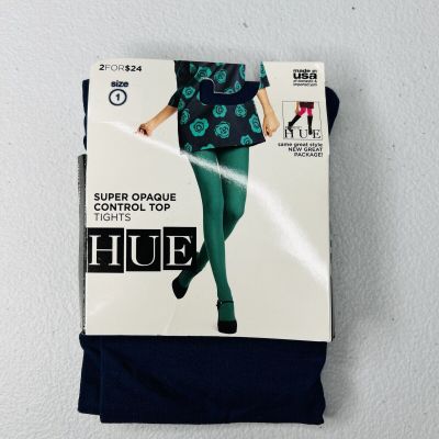Hue Super Opaque Control Top Tights Skyfall Size 1 New 1 Pair Pack