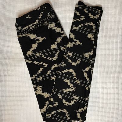 New Womans LuLaRoe Black Bone Geo Pattern Leggings OS