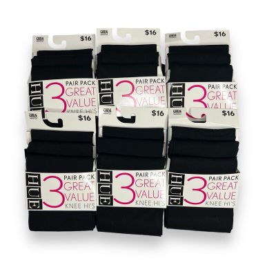 18 Pairs Hue Black Knee High Socks Opaque One Size Fits Most New Women