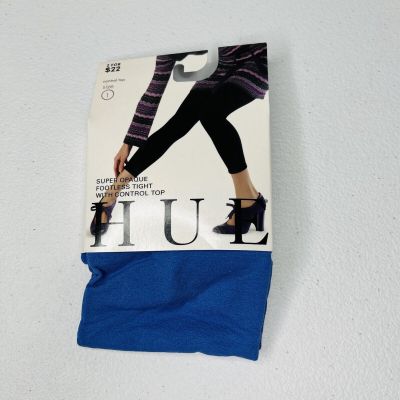 HUE Super Opaque Footless Tights Iris Control Top Womens Size 1 New 1 Pair