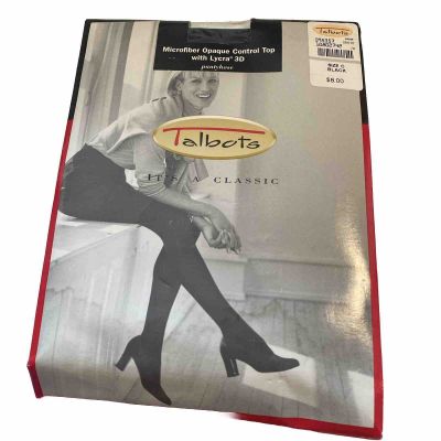 VTG Talbots Microfiber Opaque Pantyhose-BLACK-Size C Control Top with Lycra-NEW