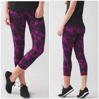 Lululemon Leggings Wunder Under Cropped Plum Tie-dye Size 6