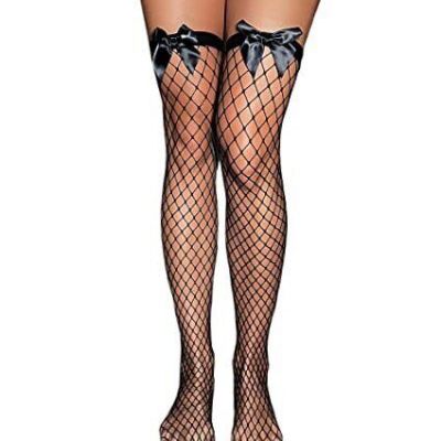 Women’s Fishnet Thigh High Stockings Over The Knee Tube One Size Black