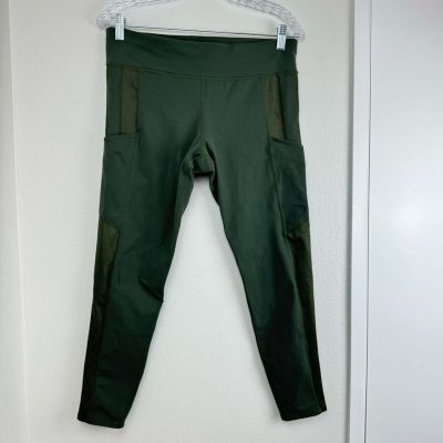 JoyLab Green Cropped Leggings Sz L EUC pockets gym workout running sweat