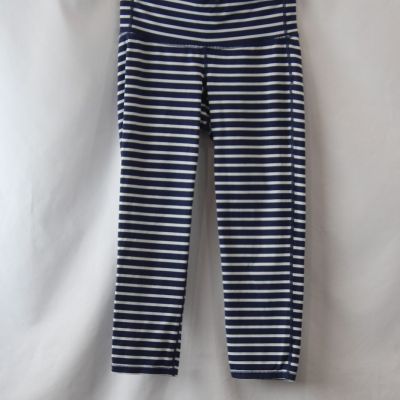 Athleta Women's Navy/White Striped Soft Knit Capri Leggings sz XS