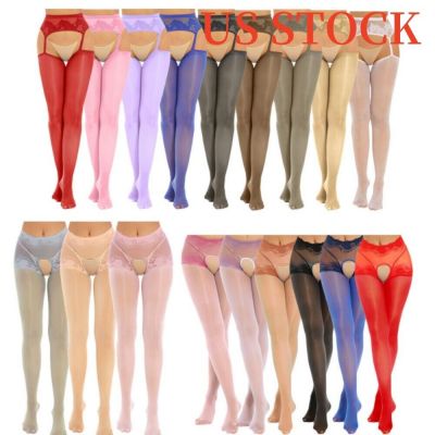 US Womens Floral Lace Patchwork Stockings See-Through Leggings Honeymoon Gift