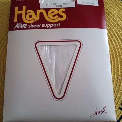 Hanes Alive Pantyhose Full Support Size E Style 810 Control Top WHITE