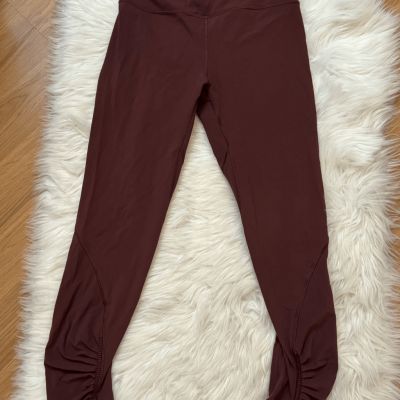 Lululemon Ruched Leg Workout Tight Leggings Wine 8