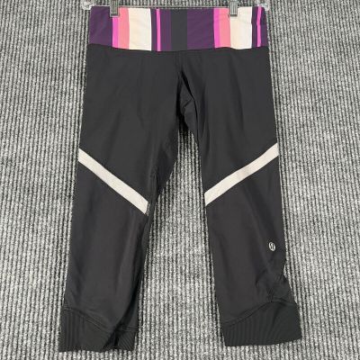 Lululemon Leggings Womens Size 4 Black & Pink Capri Gym Workout Yoga Running