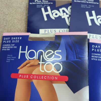 Vtg Hanes Too Pantyhose Day Sheer Plus Collection 2Q Style E55 Barely There (4)
