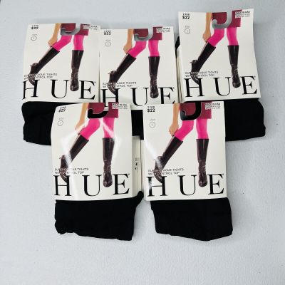 Hue Womens Super Opaque Tights With Control Top Size 1 Black 5 Pair Pack New